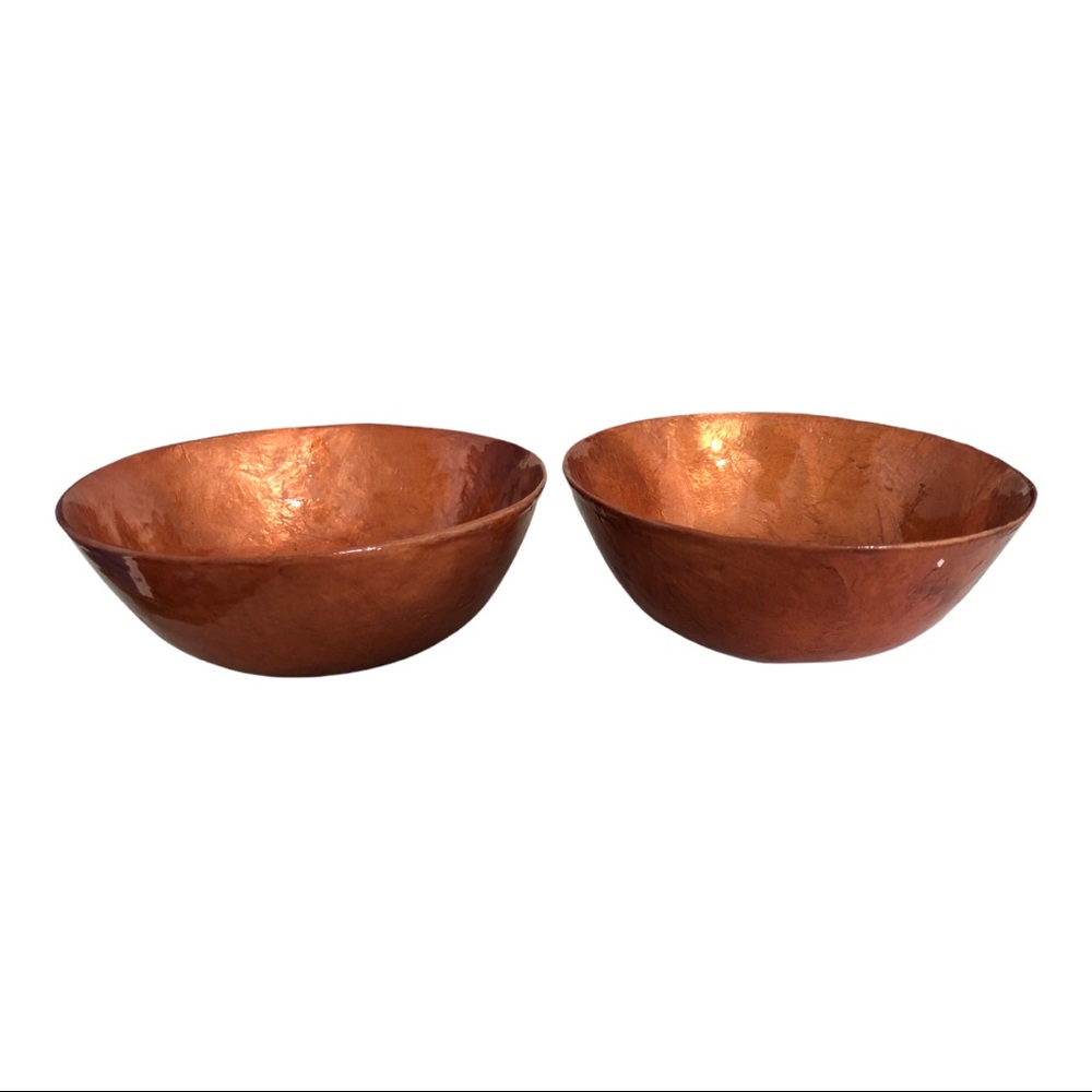 Pair of Orange burnt leaf decorative bowls 5inx2in